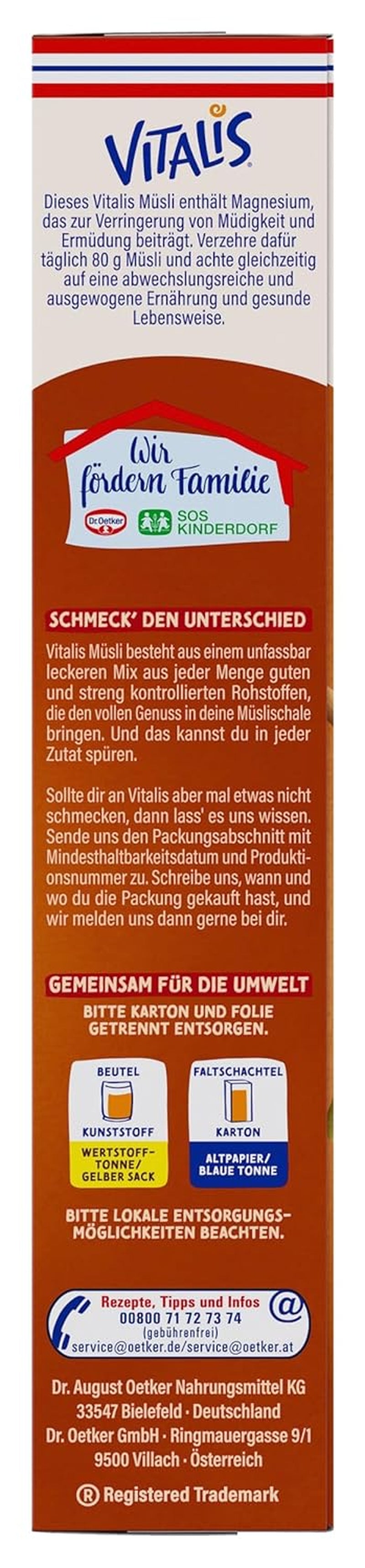 Dr. Oetker Vitalis Röstmüsli mit Cranberries und Kürbiskernen: Röstmüsli mit getrockneten Cranberries, 8er Pack (8 x 501g)