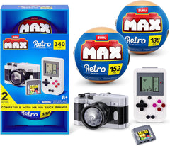 Max Build More Premium Retro Serie 2 (Camera & Handheld-Spielkonsole) von ZURU – Unboxing-Spielzeug & Klemmbausteine ​​​​Sammelfiguren Minis mit bis zu 340Teilen, 4 Retro Designs zum Bauen & Ausstellen