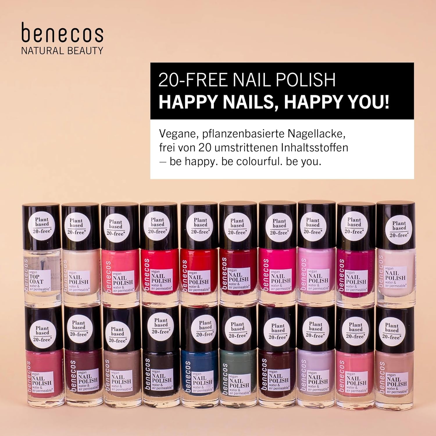 Benecos 20-Free veganer Nagellack, Vintage-Rot – pflanzlicher Nagellack – schnell trocknend und langlebig – wasserdurchlässig – angereichert mit Biotin – 5 ml