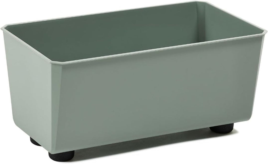 Jardinieră dreptunghiulară LAMELA cu picioare elegante – Ghiveci gri cu aspect de beton, fabricat din plastic robust, 37x17 cm, 6L – Rezistent la intemperii și ușor de curățat – Pentru interior și exterior