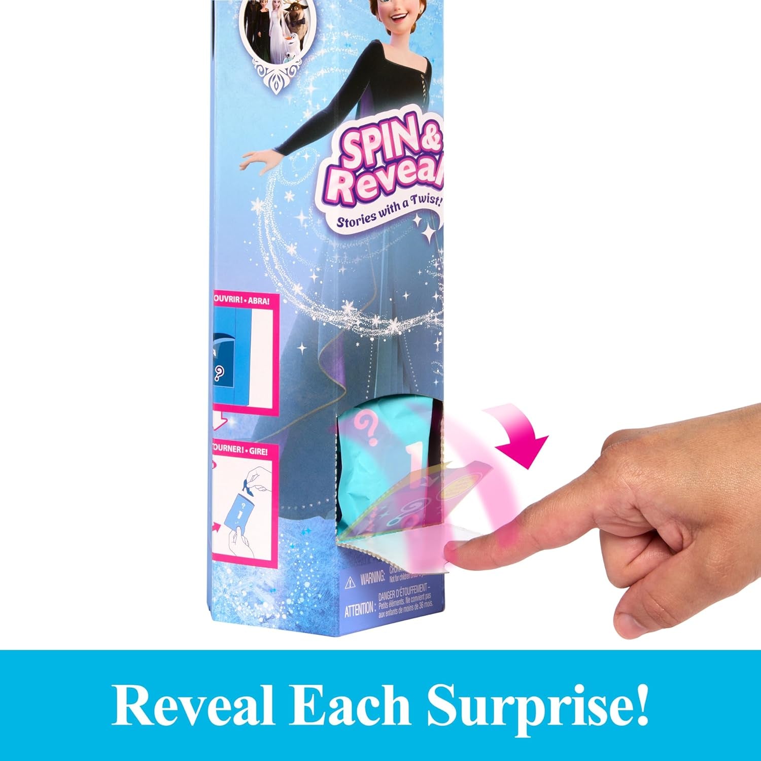 Mattel Disney Die Eiskönigin Anna Modepuppen-Set, Spin & Reveal mit 11 Überraschungen, darunter 5 Accessoires, 5 Sticker und eine Szene zum Spielen, vom Disney-Film inspiriert, HXD27