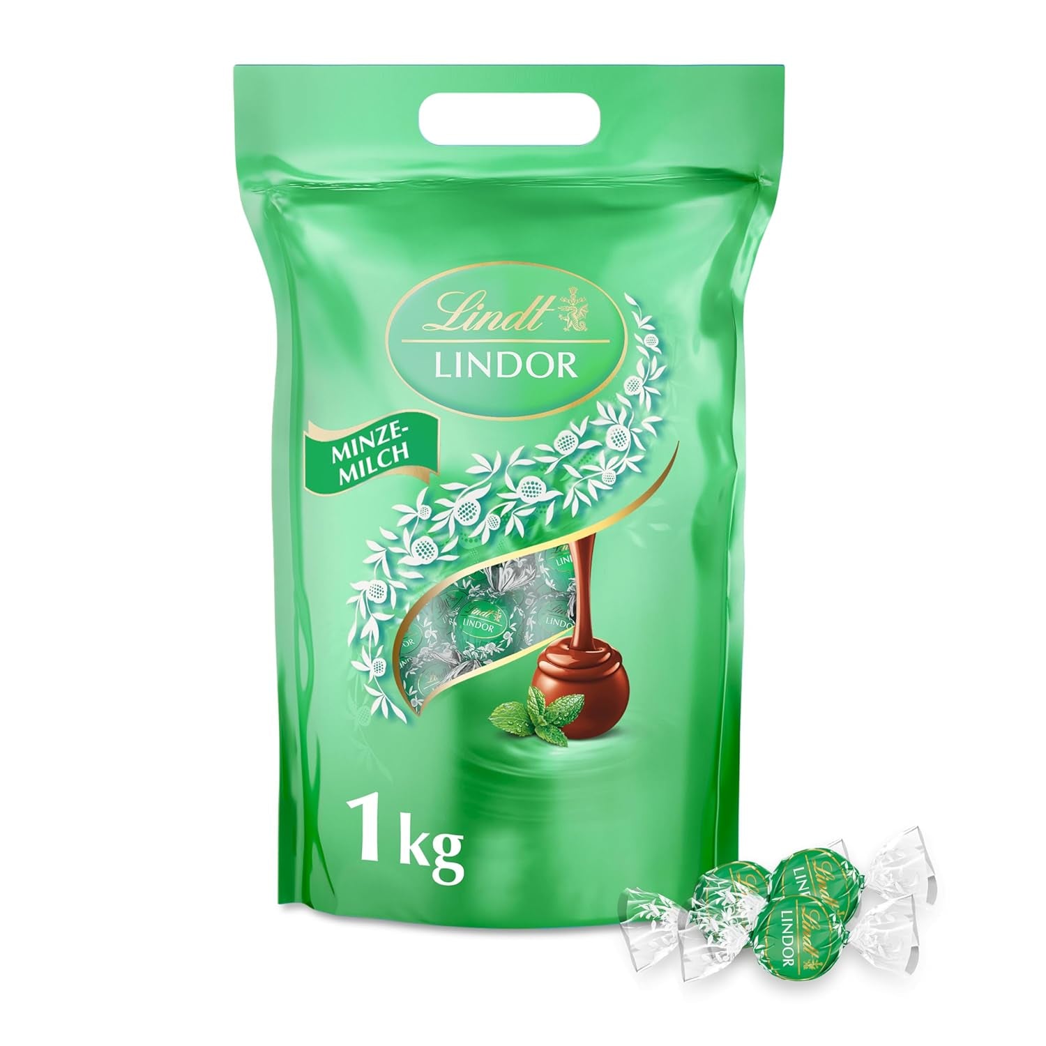 Lindt LINDOR Schokolade mit Pistazien | 1 kg wiederverschließbarer Beutel | ca. 80 Milchschokoladenkugeln mit zartschmelzender Pistaziencremefüllung | Großpackung, Pralinengeschenk