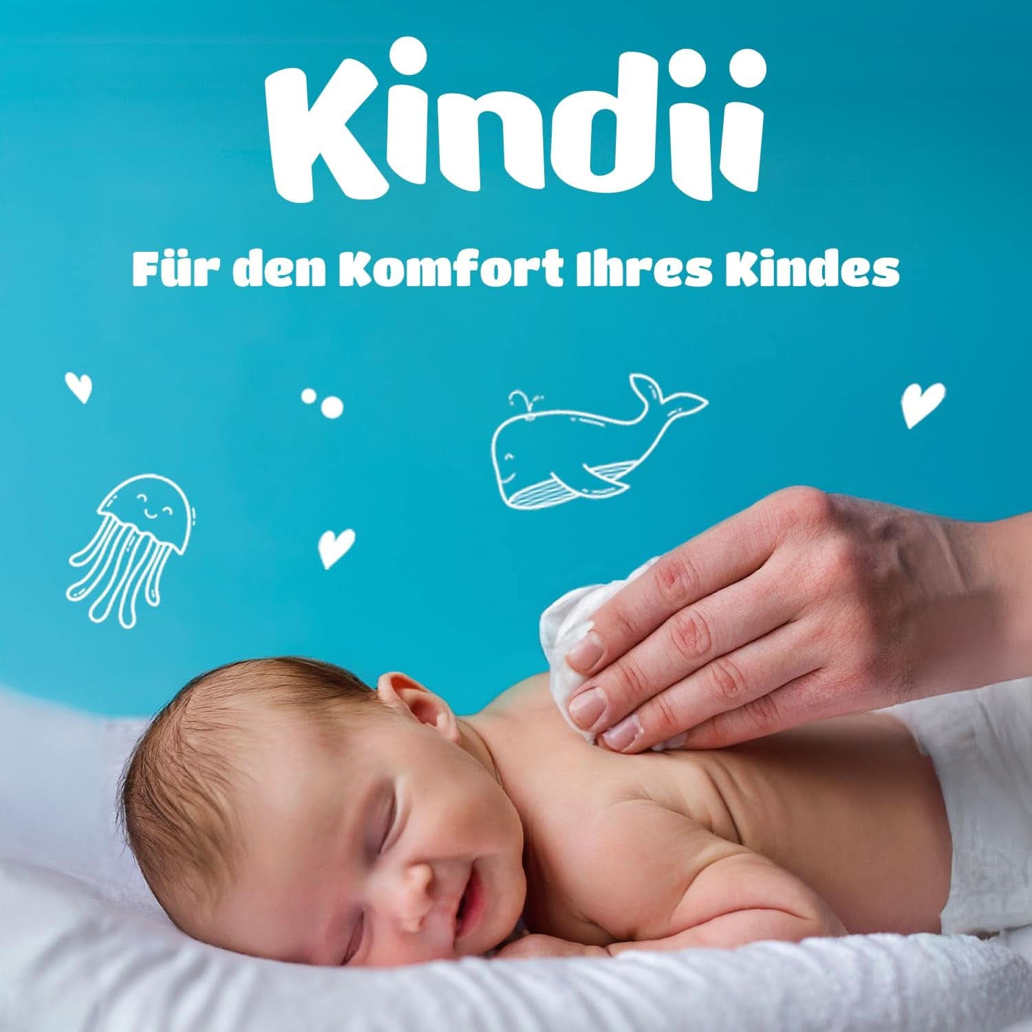 Kindii Pure Baby Pads – 100 % Baumwolle – Große quadratische Pads für empfindliche Haut – Ersetzt Feuchttücher – Weich – Weiche Kanten Baby-Feuchttücher Naty Shop