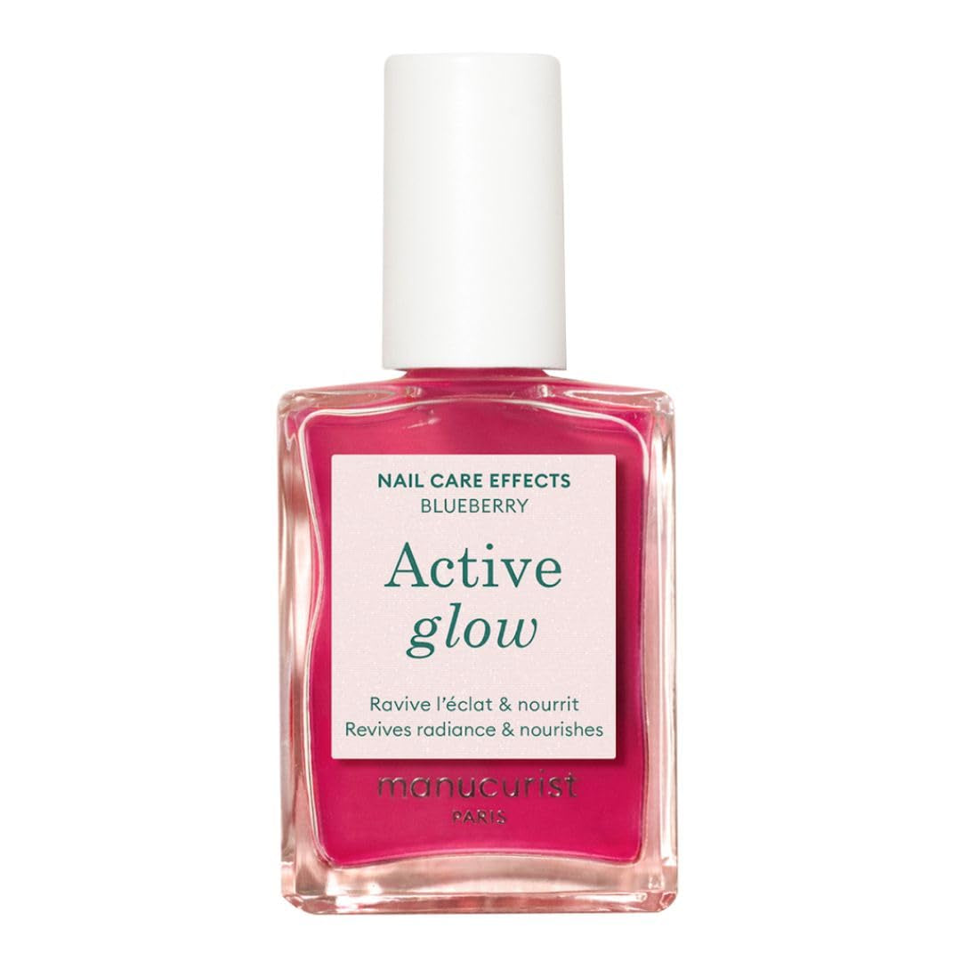 MANUCUIST Nail Care Repair Active Glow Raspberry (Pink) Biobasiert: Süße Mandel, Himbeere, pflegender und glänzender Nagellack, transparenter Pink-Effekt – Nude-Nagellack