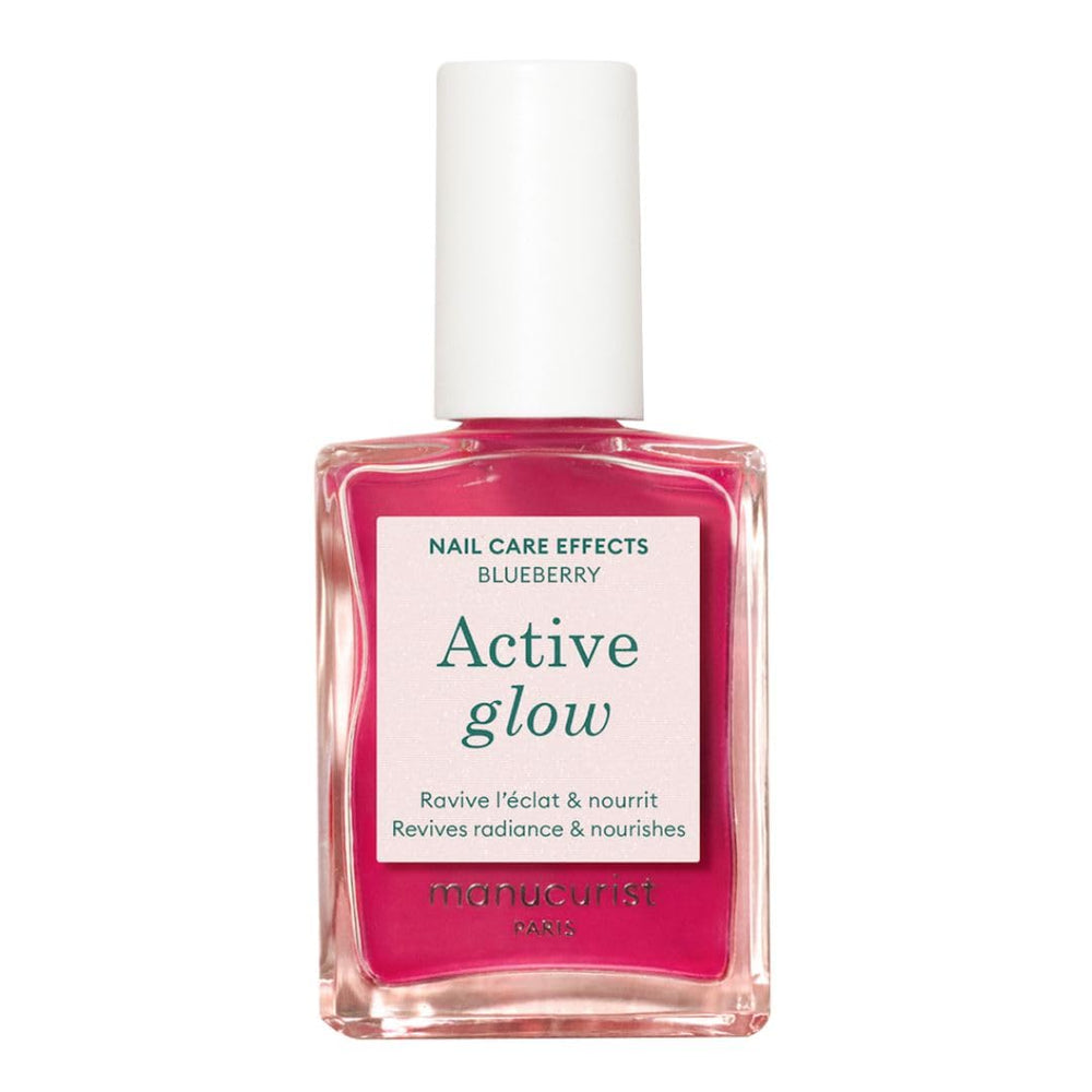 MANUCUIST Nail Care Repair Active Glow Raspberry (Pink) Biobasiert: Süße Mandel, Himbeere, pflegender und glänzender Nagellack, transparenter Pink-Effekt – Nude-Nagellack
