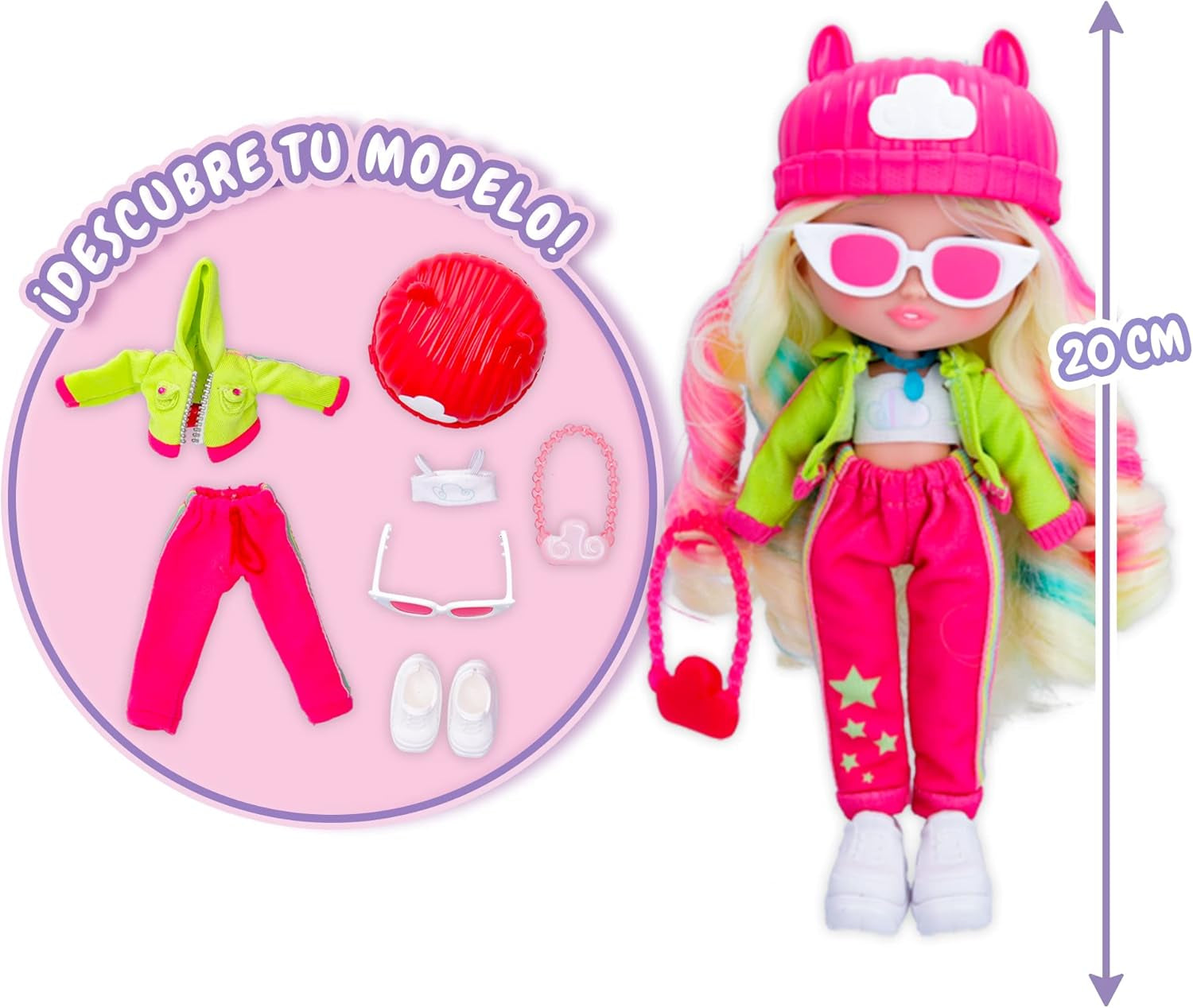 S2 Hannah Modepuppe mit langen Haaren, Stoffkleidung und 10 Accessoires – Spielzeuggeschenk für Mädchen und Jungen ab 5 Jahren