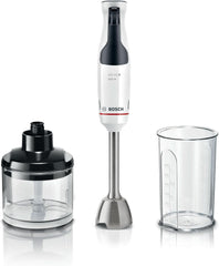 Bosch Stabmixer Ergomaster Serie 4 MSM4W220, Zerkleinerer, Einhändig Bedienbar, Edelstahl-Klingen, Verschleißfreie Keramik-Kupplung, Mixbecher, Quattroblade, Antisplash, Einschaltsperre, 600 W, Weiß Mama si Copilul Naty Shop Weiß Ergomaster Serie 4 600 W