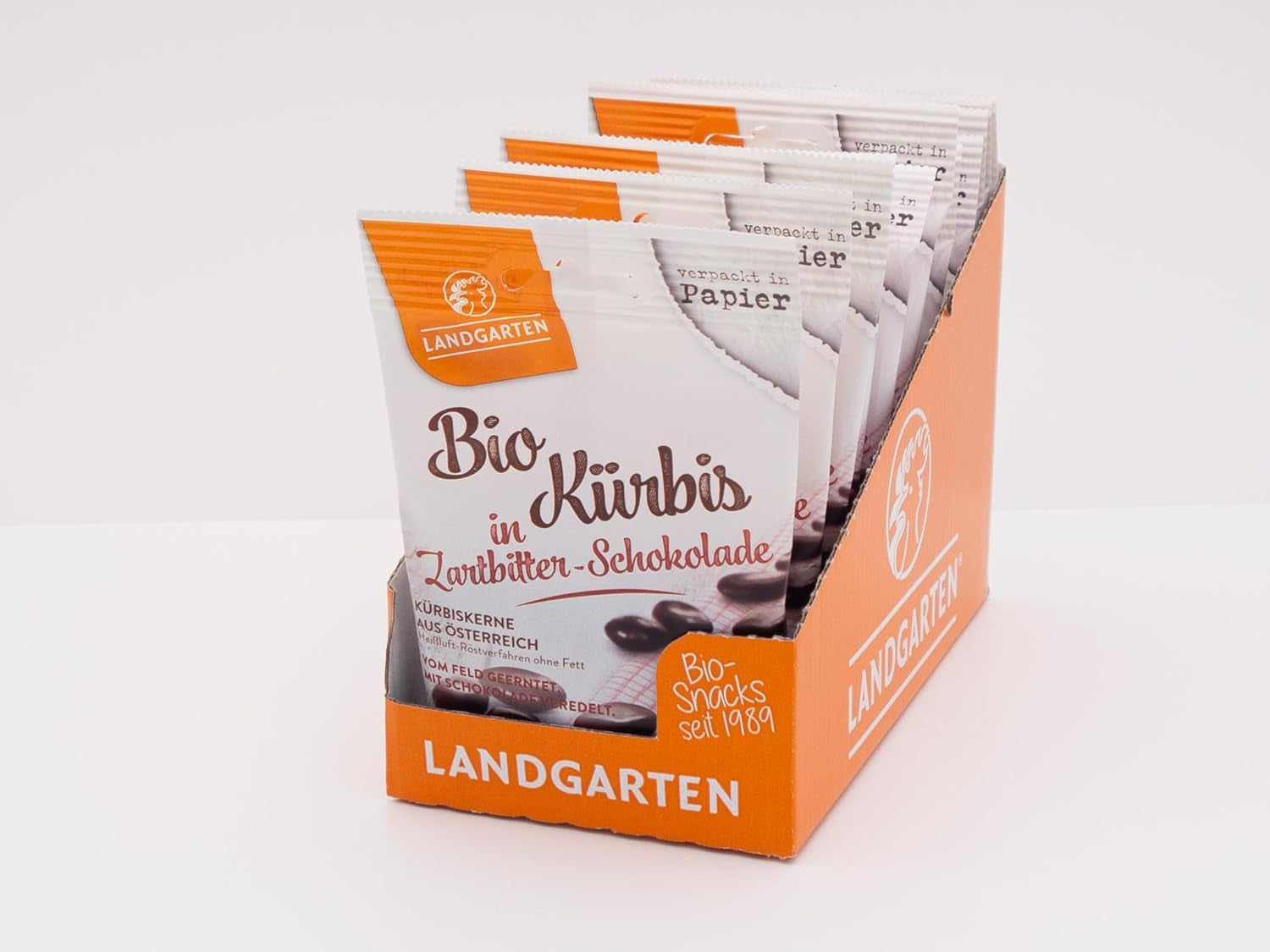 Landgarten Bio-Kürbiskerne in dunkler Schokolade – Veganer gerösteter Kürbiskern-Schokoladensnack – Magnesiumquelle – 1 x 50 g