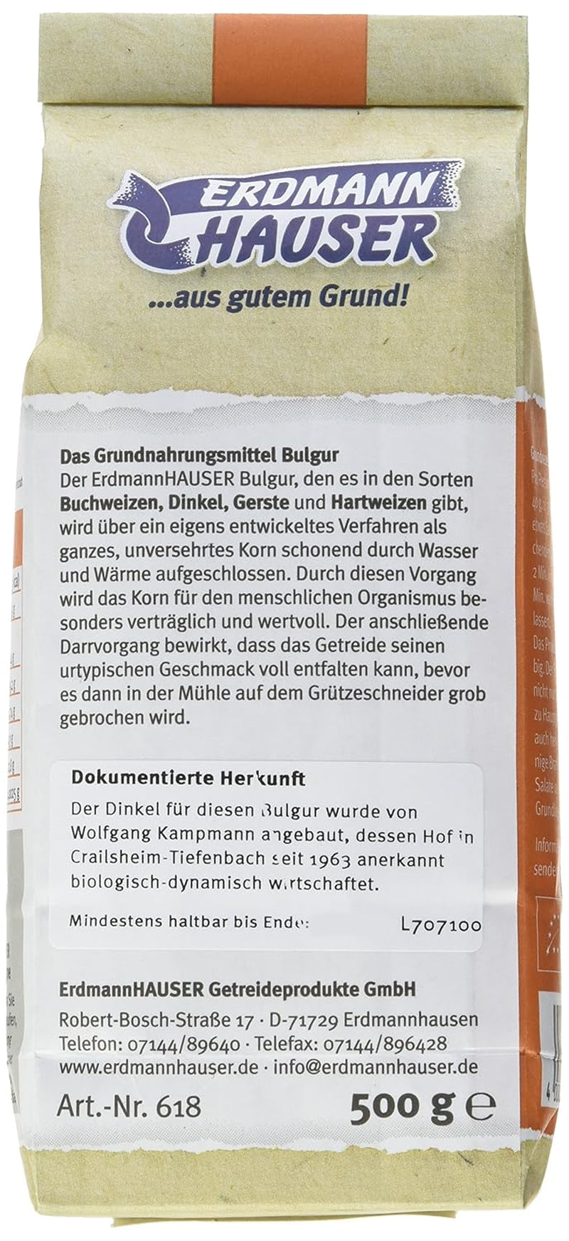 Bulgur Demeter aus Dinkel | lokale Alternative zu Reis | 500g