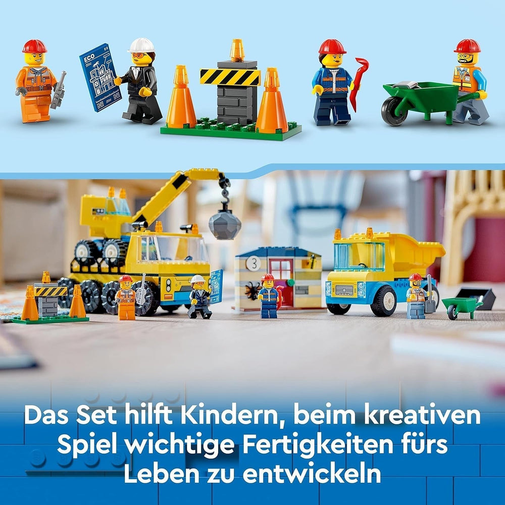 LEGO 60391 City Baufahrzeuge und Abrissbirne, Kran, Bagger, Muldenkipper und Transportfahrzeug, Spielzeug, Lernspielzeug für Kinder ab 4 Jahren. Bausets. Besuchen Sie den LEGO-Store