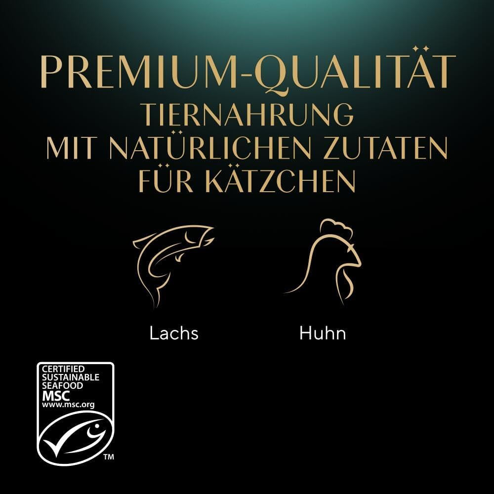 Hrană umedă Sheba pentru pisoi, în pliculețe variate, cu somon (MSC) și pui în sos, pachet multiplu 40x85g