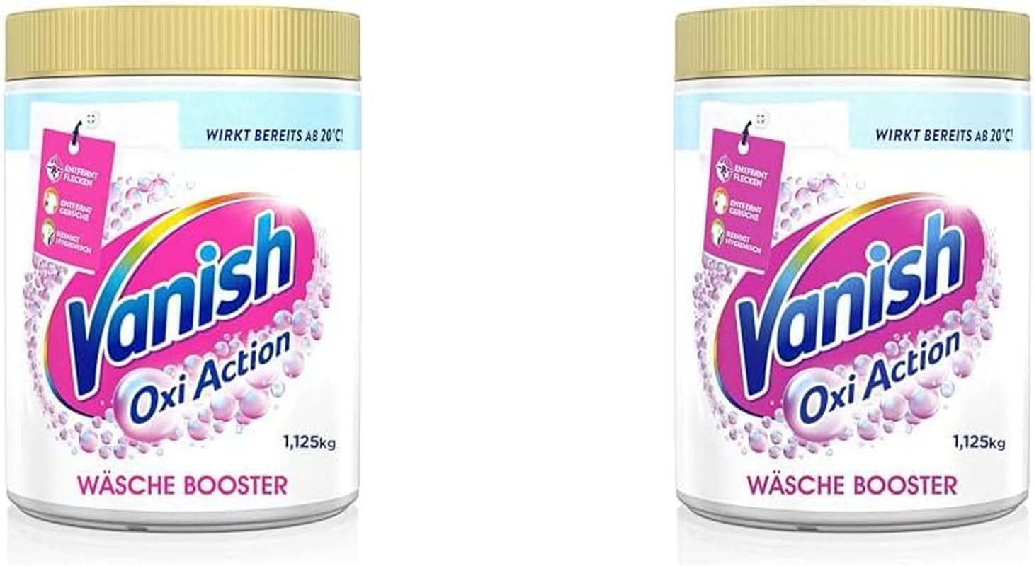 Vanish Oxi Action Powerwhite Pulver – 1 x 1,125 kg – Fleckenentferner und Wäscheverbesserungspulver ohne Chlor – für weiße Wäsche. Waschmittel Naty Shop