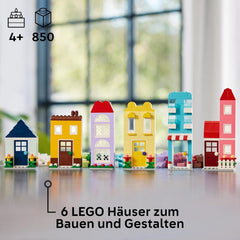 LEGO Classic Kreativhäuser, Bausteinset für Kinder, 850 Steine Bauspielzeug, Hausbauspielzeug mit Zubehör, Geschenk für Jungen und Mädchen ab 4 Jahren 11035 Bausets Beuche den LEGO-Store