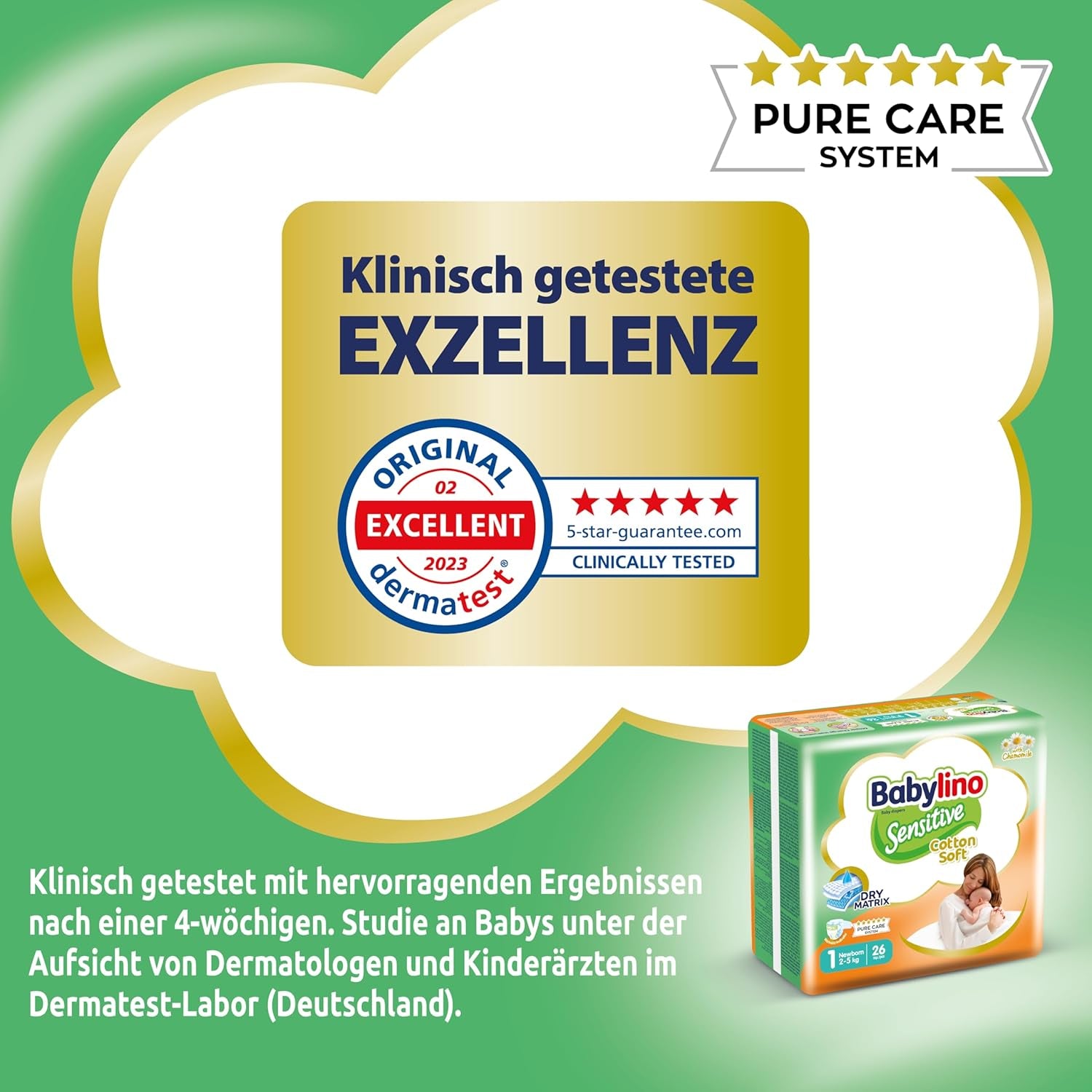 Sensitive Babywindeln, Größe 1, Neugeborene (2-5 kg), 26 Stück