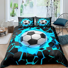 Kinderbettwäsche, Fußball, Polyester-Mikrofaser. Bettwäsche – Kinder, Naty Shop, Blau, 135 x 200 cm