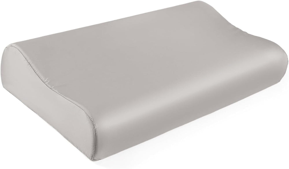 Față de pernă THXSILK din mătase de dud 19 Momme pentru pernă contur din spumă cu memorie, pernă cervicală din latex, hipoalergenică, lavabilă (50 x 30 x 10/7 cm, gri închis)