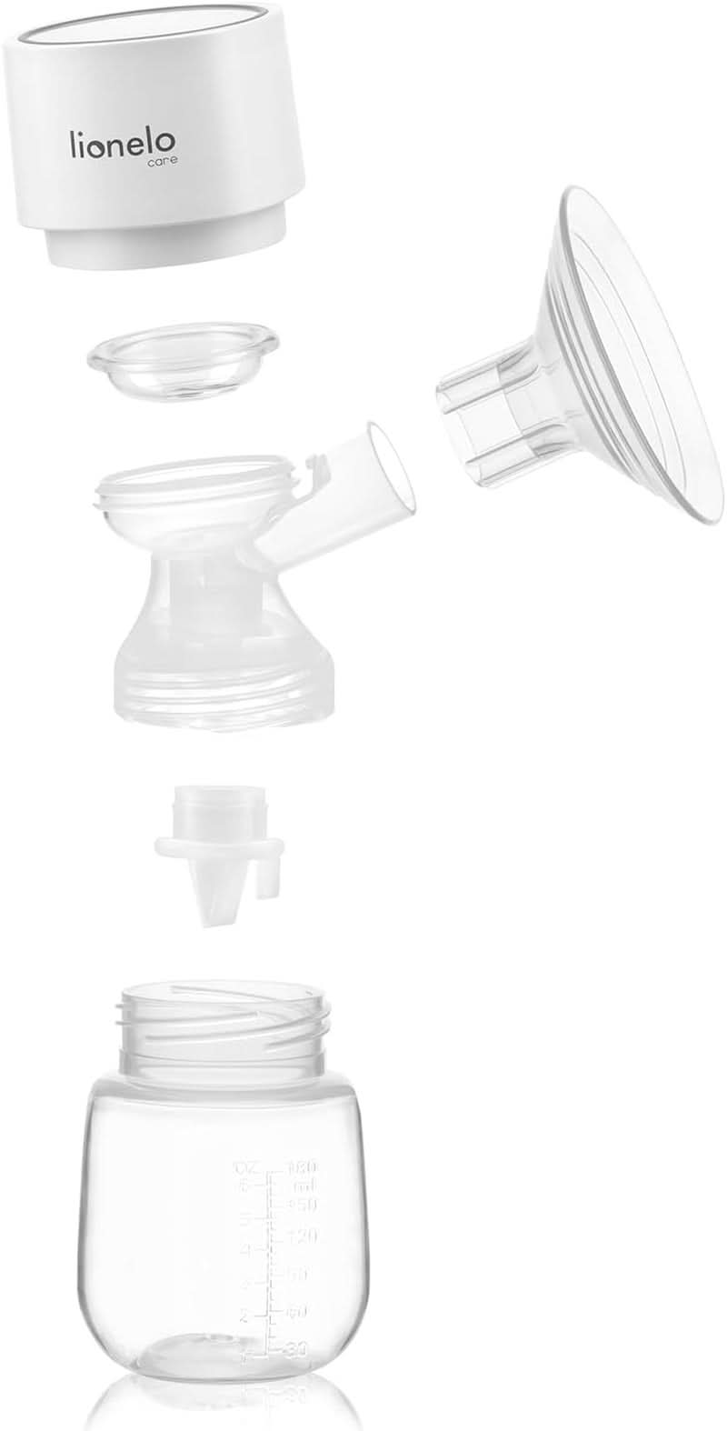 LIONELO Fidi One Akku-Milchpumpe 180 ml, tragbare 3-Phasen-Milchpumpe, 9-stufige energiesparende Massage, Silikontrichter 26 mm Laufzeit 120 Min. Bpa-freies Zubehör Essen und Stillen Bebe Naty Shop