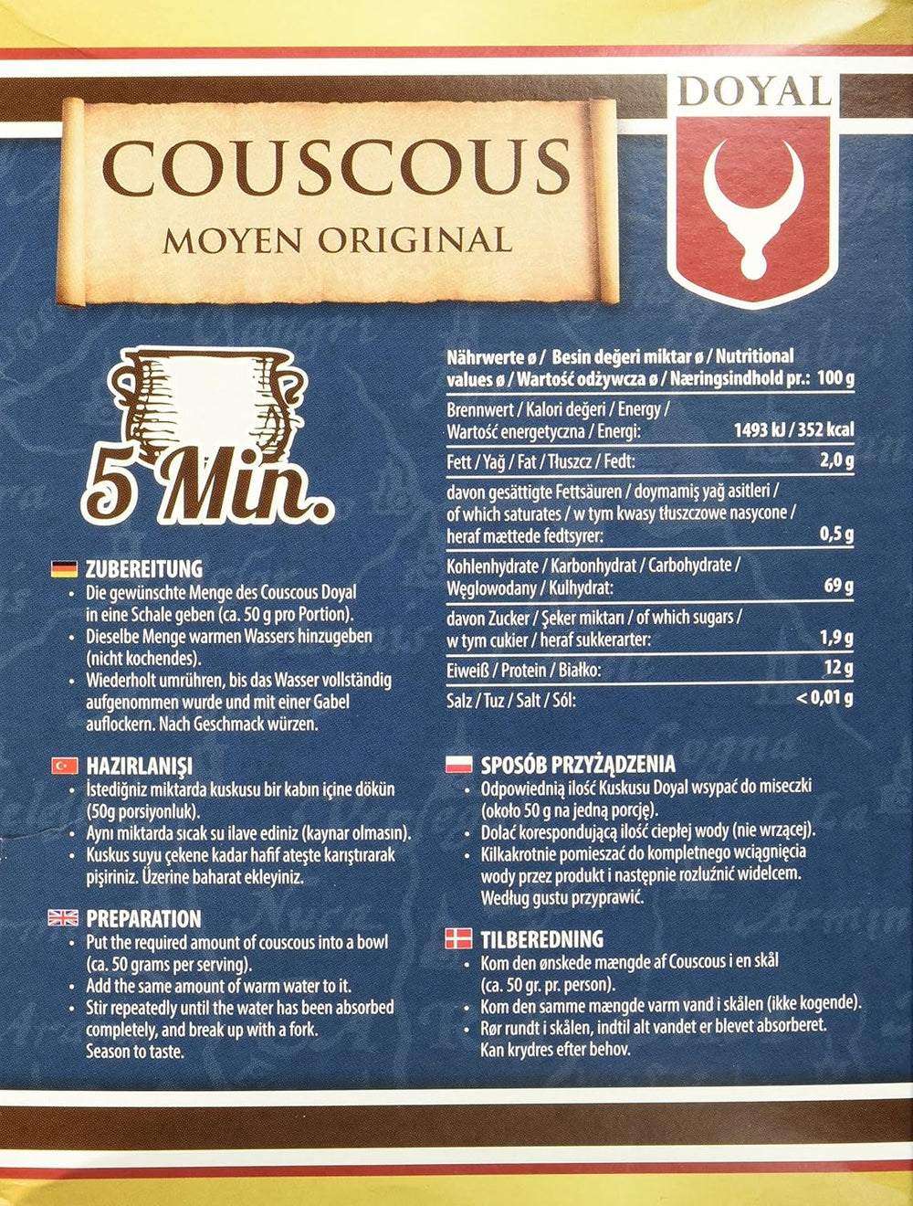 Couscous – Leichter und lockerer Couscous mit leicht nussigem Geschmack – Eine typisch nordafrikanische Spezialität – 1 x 500g
