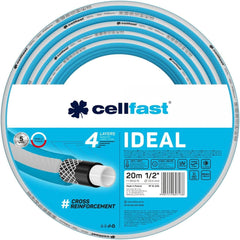 Furtun de grădină Cellfast IDEAL, Durabil, Flexibil, 4 straturi, Împletitură încrucișată durabilă, Rezistent la UV și alge, Tehnologie REACH, 27 bar, -20/+60° pe termen scurt 1/2", 20m