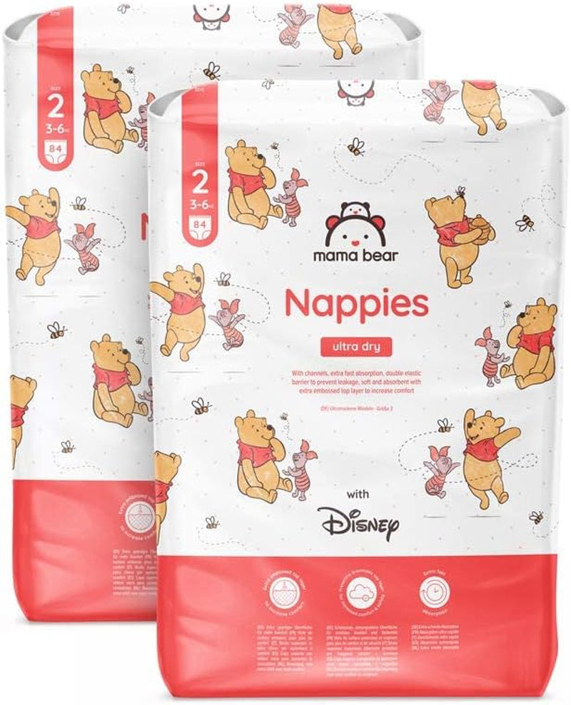 Amazon-Marke: Mama Bear Disney Ultra Dry Windeln, Größe 3 (4–9 kg) – Monatsbox, Weiß, 172 Stück (2 Packungen mit 86 Stück)