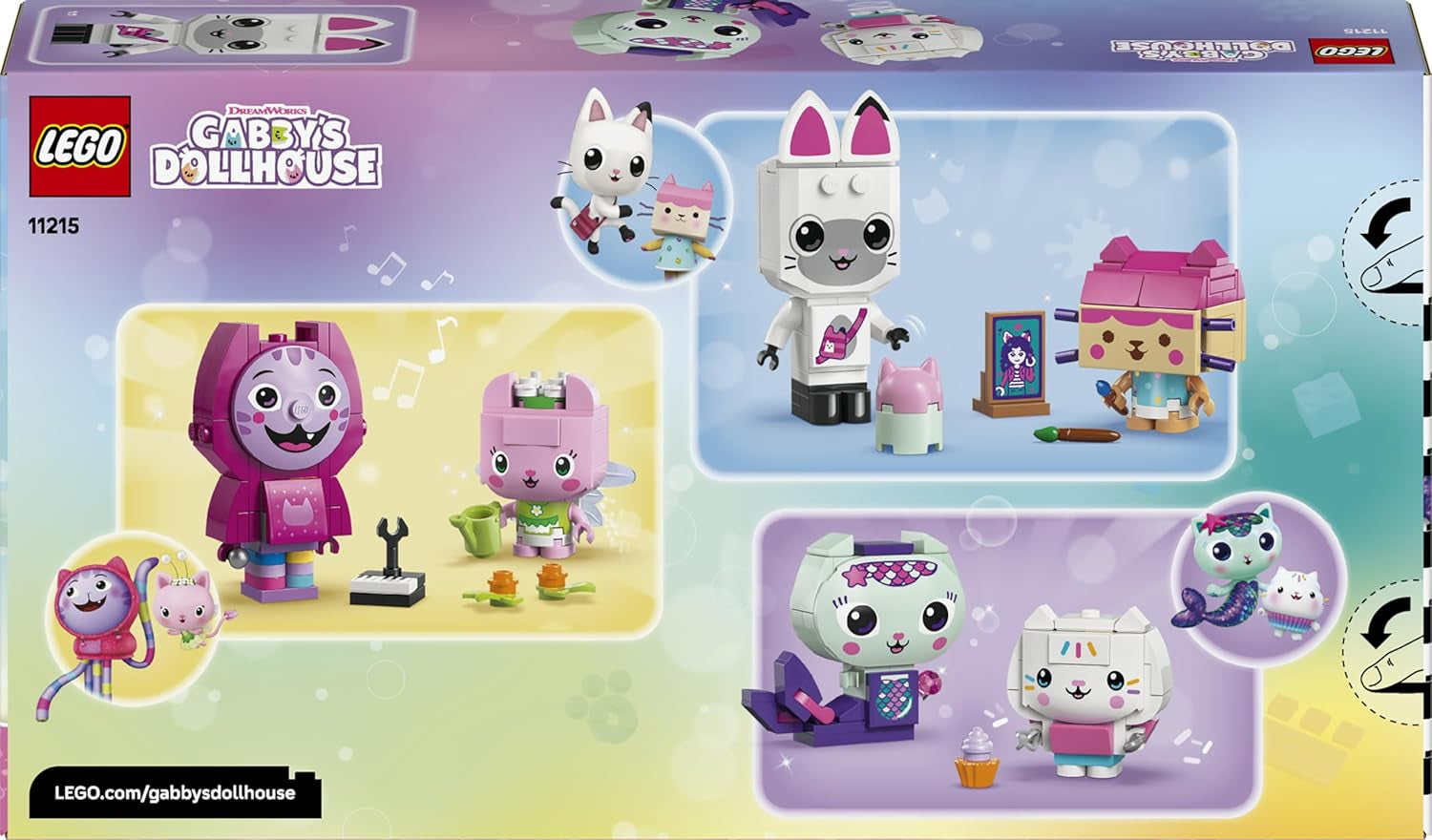 LEGO Gabbys Puppenhaus Gabbys Katzenfreunde - Spielzeug mit 6 Tierfiguren inkl. Meerkätzchen und Kitty Fairy - Ständer zum Ausstellen - Geschenk für Mädchen ab 6 Jahren - 11215