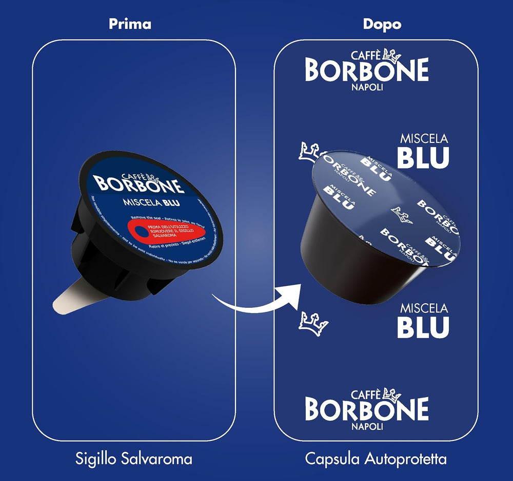 Caffè Borbone Blaue Kaffeemischung - 90 Kapseln - Kompatibel mit Kaffeemaschinen der Marke Nescafè®* Dolce Gusto®*