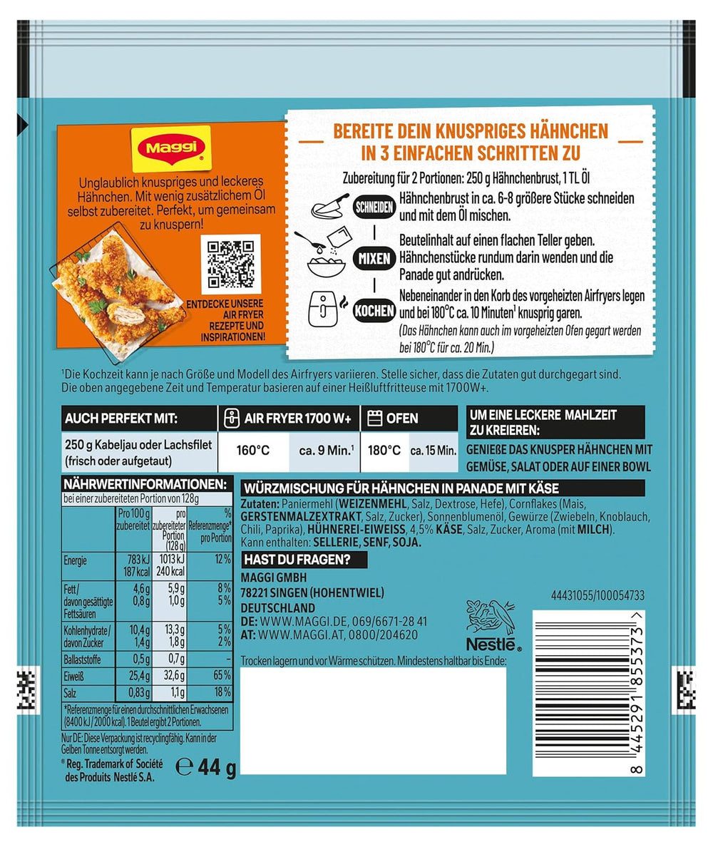 MAGGI Airfryer Knusper Hähnchen - Käse, 1er Pack (1 x 44g)