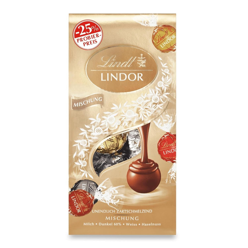 Lindt Chocolate LINDOR Doppelte Schokoladenkugeln, Aktion | Beutel mit 137 g Naty Shop Mix Schokoladenbonbons in verschiedenen Geschmacksrichtungen