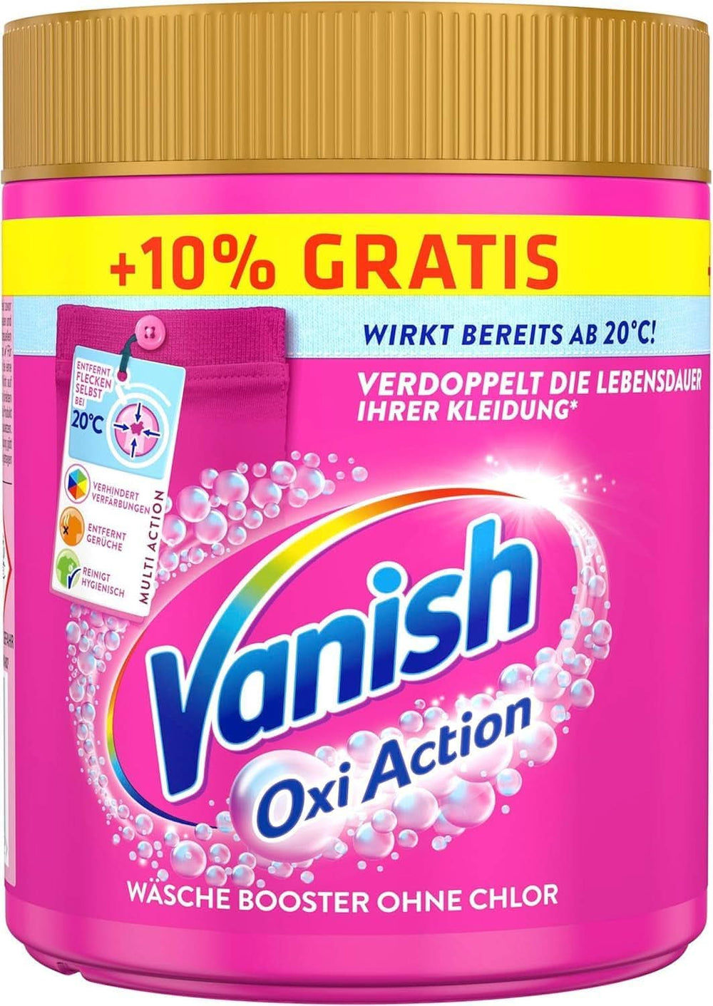 Vanish Oxi Action Powder Pink – 1 x 1,65 kg – Pulver zum Entfernen von Flecken und zur Verbesserung der Wäsche ohne Chlor – für farbige Wäsche Naty Shop Waschmittel 605 Gramm