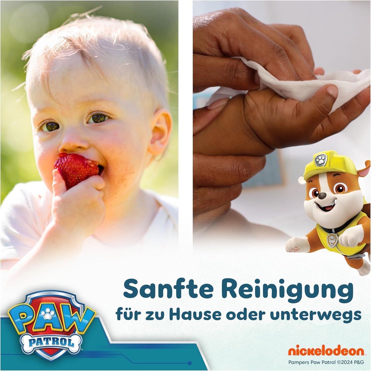 Pampers Harmony Aqua Baby Wipes Paw Patrol 15 Packung mit 48 Tüchern 720 Babyfeuchttücher helfen, den natürlichen pH-Wert der Haut wiederherzustellen. Leichte Lotion 99 % Wasser