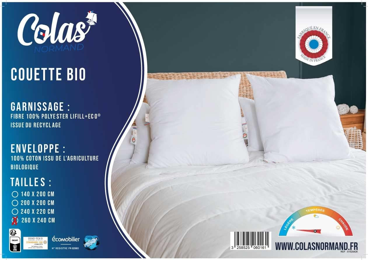Plapumă COLAS NORMAND 260 X 240 cm, bumbac organic și umplutură reciclată, ușoară, moale, lavabilă la mașină la 40 °C Plapumi si pilote Naty Shop