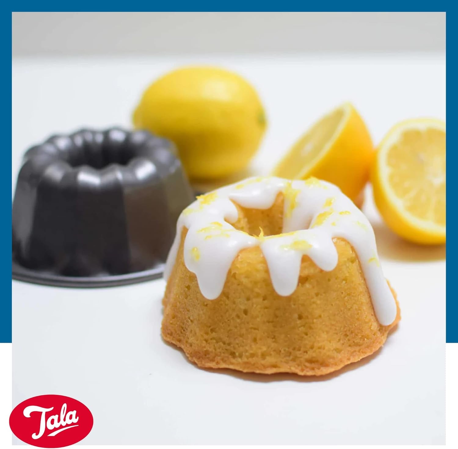 Tala Mini-Kuchenformen, Dekorativ, Antihaftend, Gugelhupf-Form, Gleichmäßige Hitzeverteilung, Gerillte Form, Karbonstahl, Breite, Flache Griffe, Spülmaschinen Und Gefrierschrankfest, 2 Stück Formen und Backbleche Naty Shop