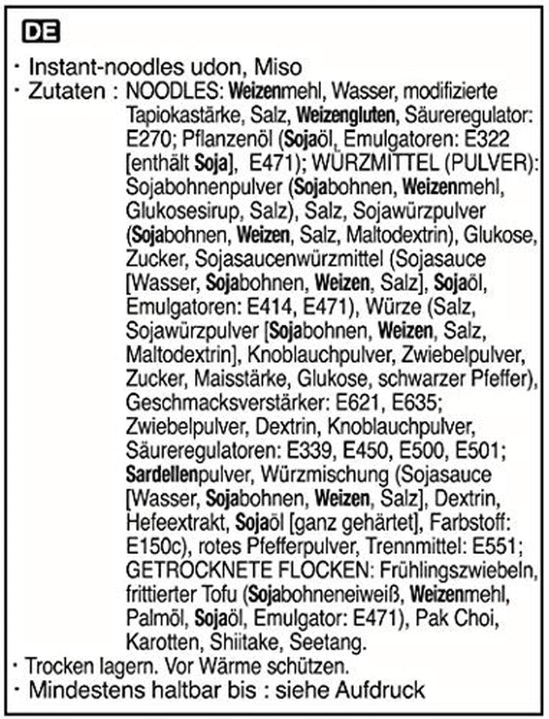 Allgroo Udon Instantnudeln – Miso, Udon-Suppe, würzig, aromatisch, schnelle Zubereitung – enthält 3 Portionen – 1 x 690 g