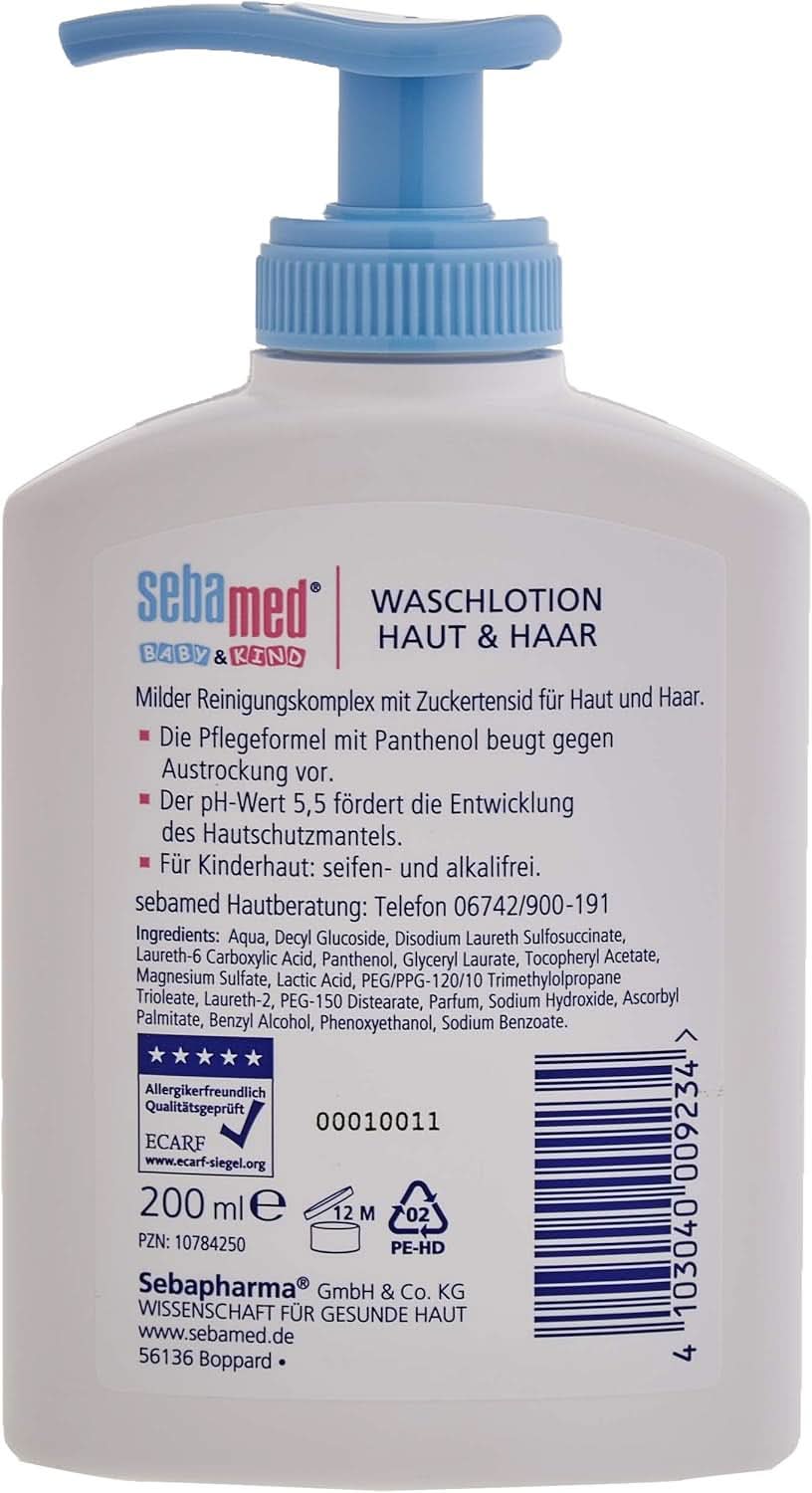 Sebamed Waschlotion für Babys und Kinder, Shampoo und Duschgel, 200 ml (3er Pack) Mutter und Kind Naty Shop