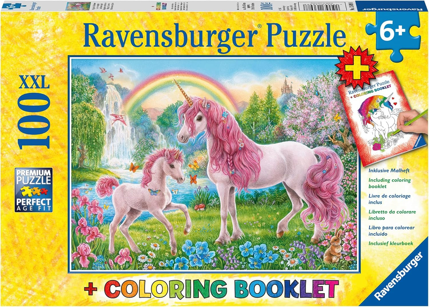 Ravensburger puzzle pentru copii - 13698 Magical Unicorns - Unicorn puzzle pentru copii cu vârsta de 6 ani și peste, Cu 100 de piese în format XXL, Include broșură de colorat Puzzle Naty Shop Singur