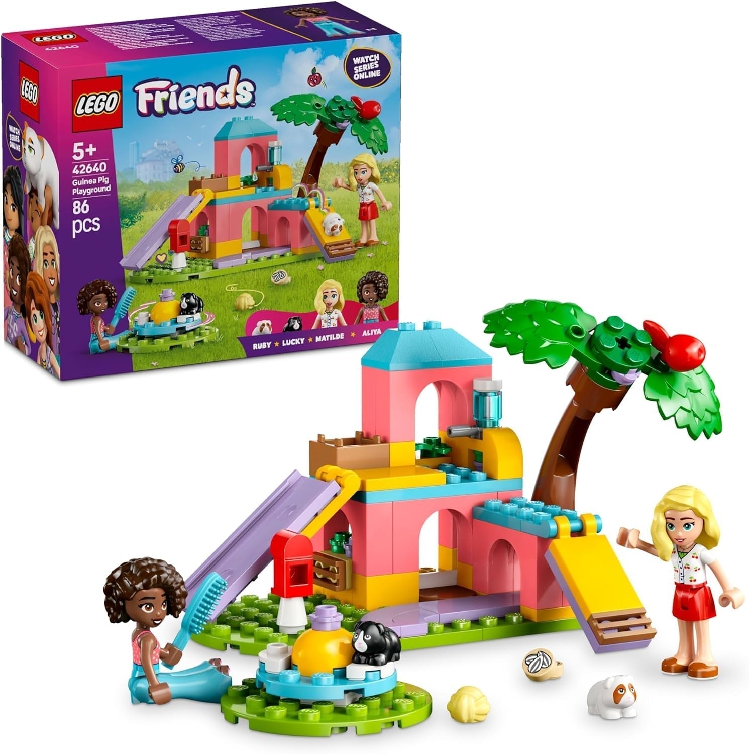 LEGO Friends Meerschweinchen-Spielplatz, Bau- und Rollenspielset mit 2 Minifiguren und 2 Tieren, Spielzeug für Mädchen ab 5 Jahren, Tierset 42640, Bausätze. Besuche den LEGO-Store. Standardtitel