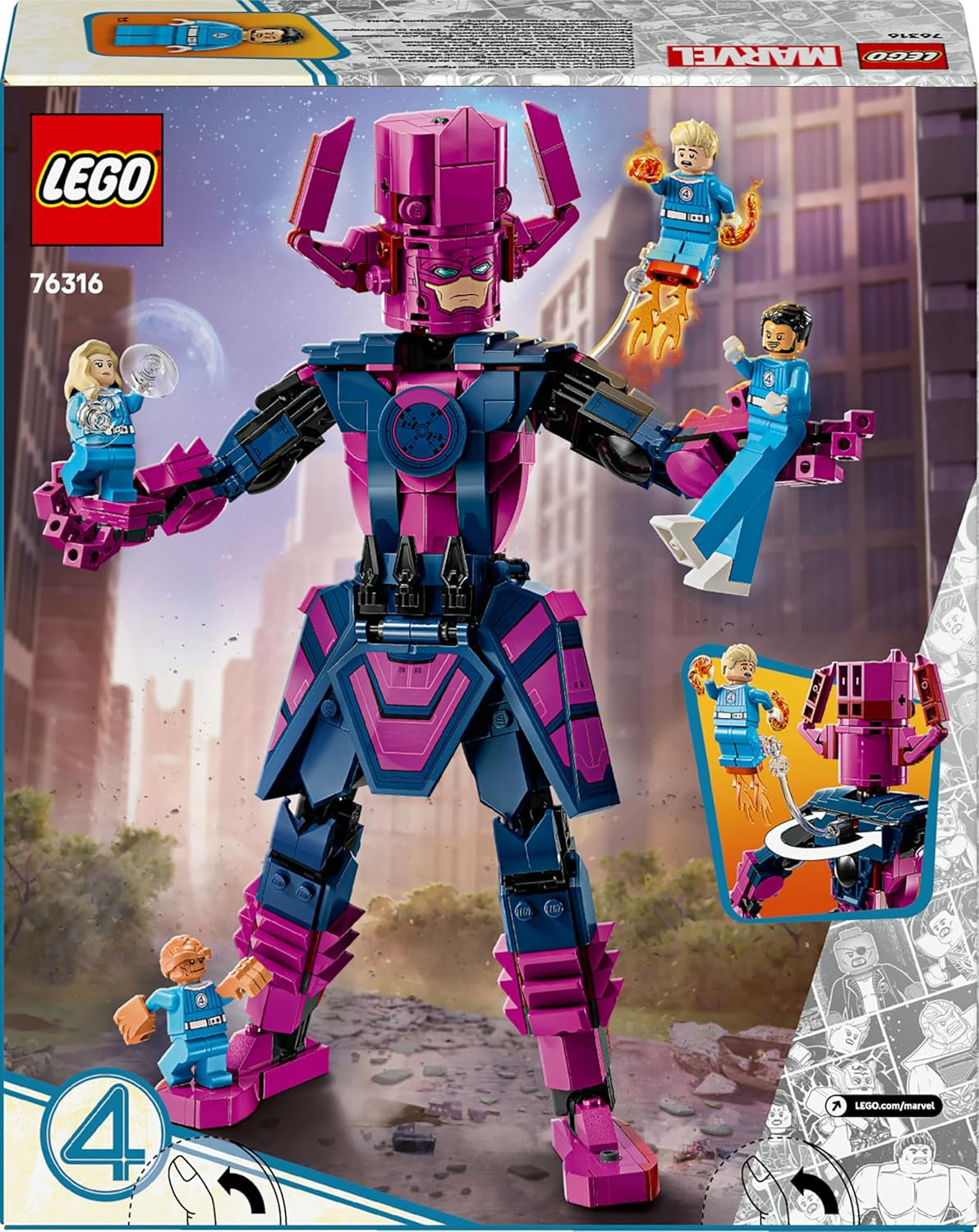 LEGO ǀ Marvel Fantastic Four Vs. Galactus Baufigur – Bauset mit Superhelden – Spielset mit The Thing, Invisible Woman und Human Torch – Kreatives Geschenk für Jungen und Mädchen – 76316