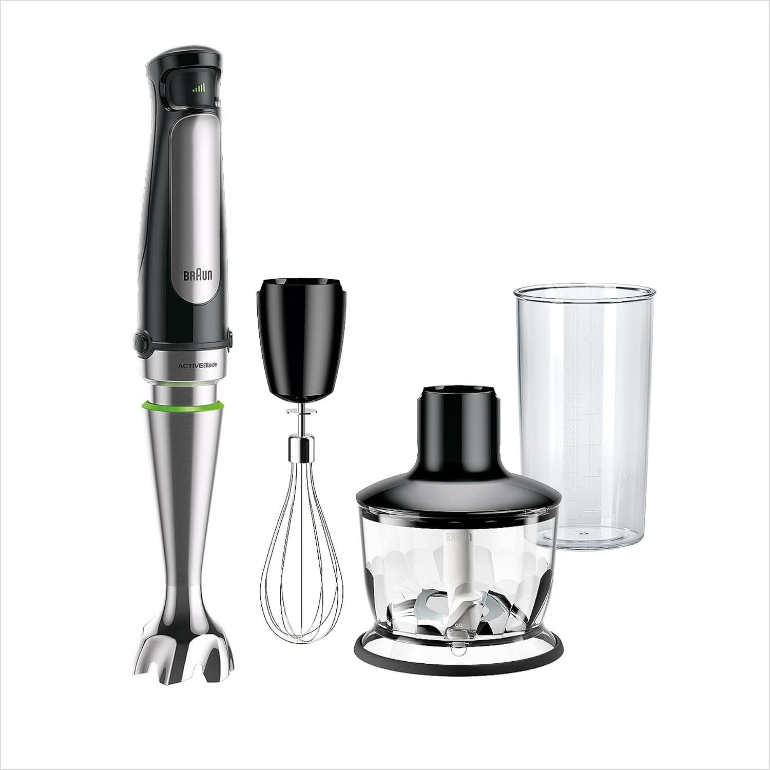 Braun Multiquick 7 MQ 7035X Stabmixer - Pürierstab Mit abnehmbarem Edelstahl Mixfuß Mit Activeblade Technologie Zum Pürieren Der Härtesten Ingredient, Inkl. 3-teiliges Zubehörset, 1000 Watt, Schwarz Kitchen Naty Shop Schwarz Zerkleinerer (500G)
