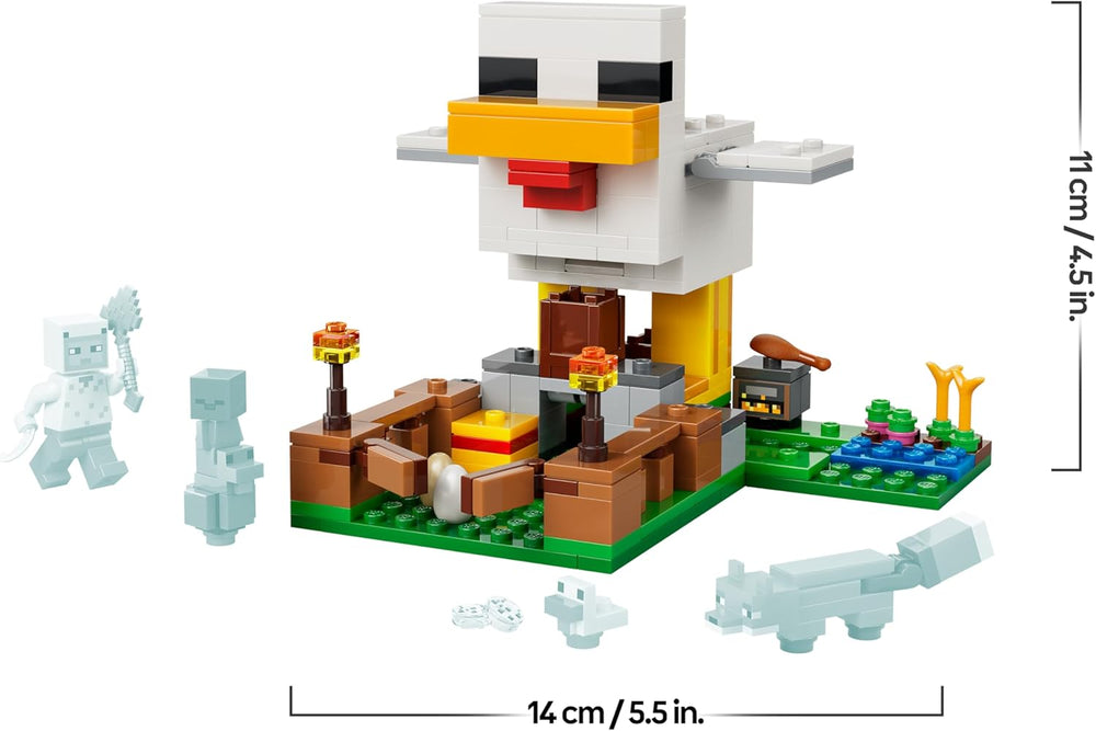 LEGO Minecraft Hühnerfarm - Spielzeug zum Bauen mit Hühner Fan Minifigur, Baby Zombie und Fuchs Figuren - Set mit Minecraft Figur - Gamer Geschenk für Jungen und Mädchen ab 7 Jahren - 21585