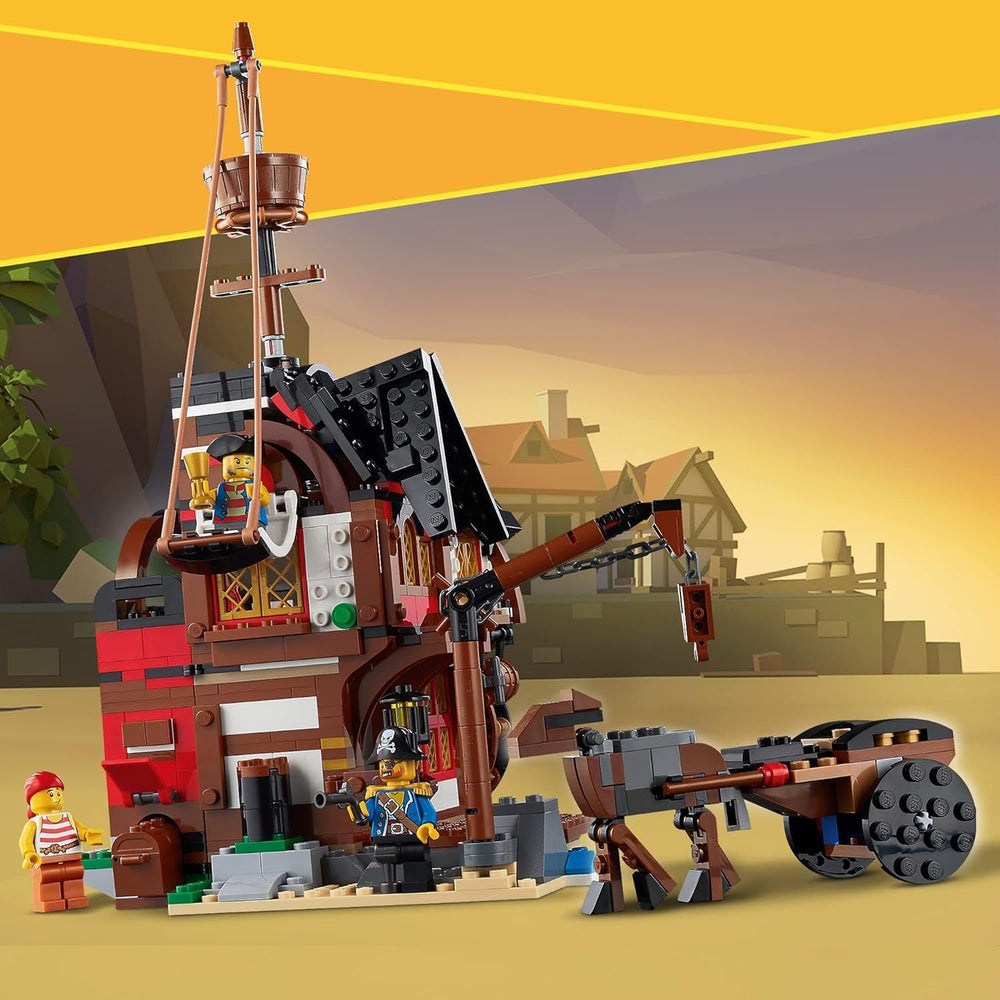 LEGO Creator 3-in-1-Piratenschiff-Set, Spielzeug mit 3 Bauoptionen, Baue eine Piraten-Taverne oder eine Totenkopf-Pirateninsel, enthält 3 Rollenspiel-Abenteuer-Minifiguren 31109 Bausätze Besuchen Sie den LEGO-Store