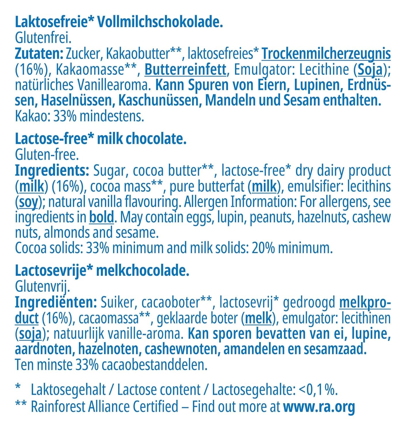 frankonia CHOCOLATE Vollmilchschokolade ohne Laktose und Gluten, 100 g
