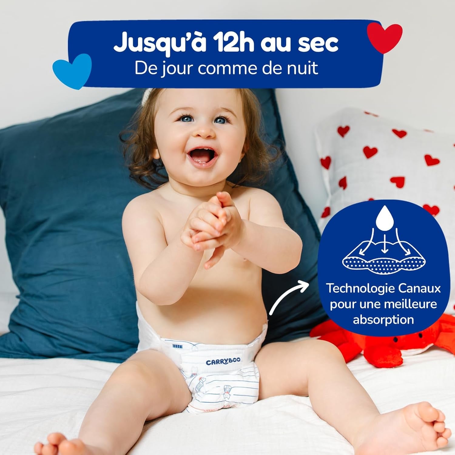 - Windeln der Größe 5 (12–25 kg) – gesund und sehr saugfähig – 12 Stunden Auslaufschutz – keine unerwünschten Substanzen – hergestellt in Frankreich – erschwinglicher Preis – 120 Wegwerfwindeln