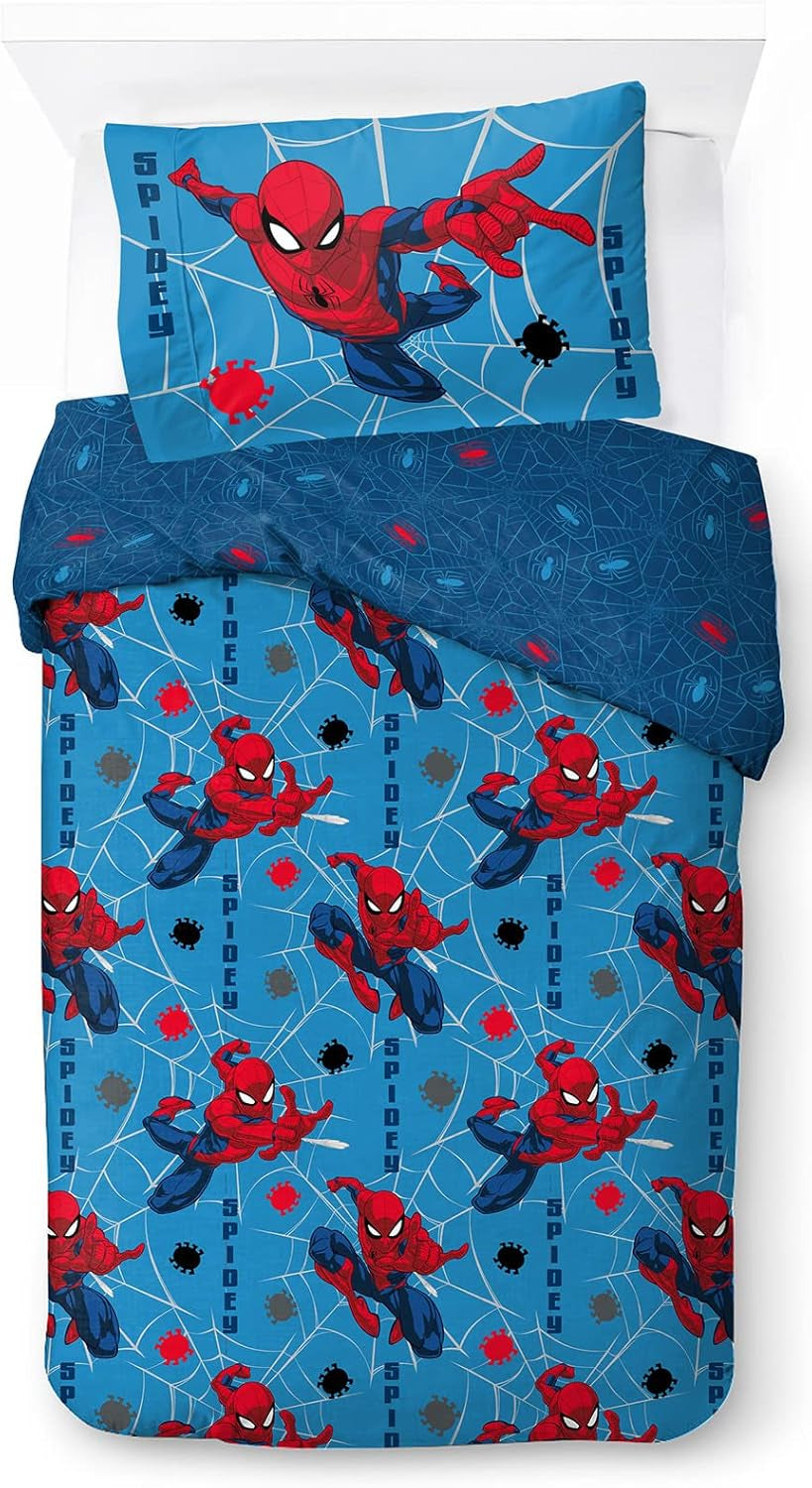 Lenjerie de pat pentru copii, personaje Disney, 100% bumbac Lenjerie de pat - copii Naty Shop Albastru - Spiderman 135X200/50X70 (2 Piece)