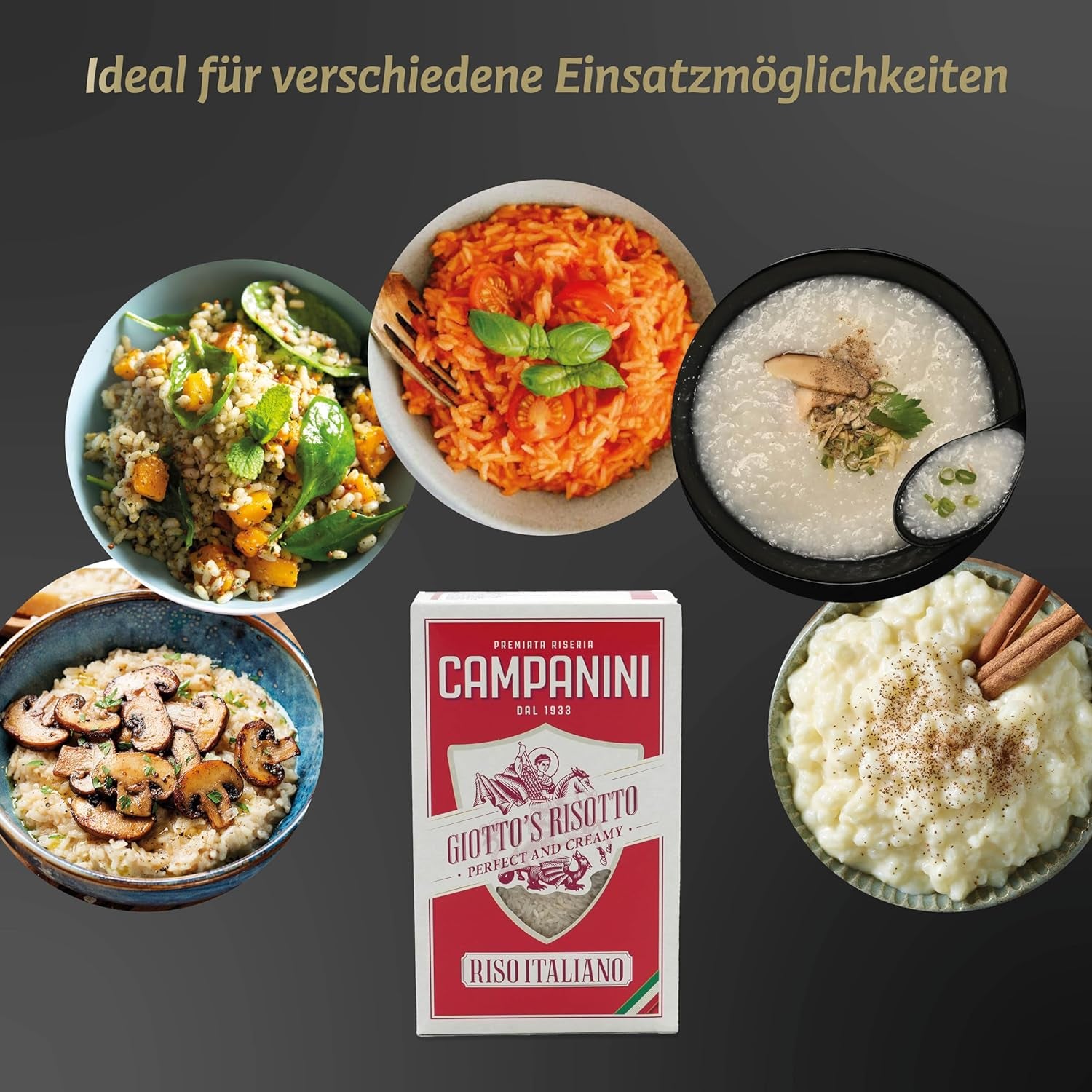 Originalreis für Risotto | Campanini-Reis für Risotto | 1000g | aus Italien | Risottos und Suppen
