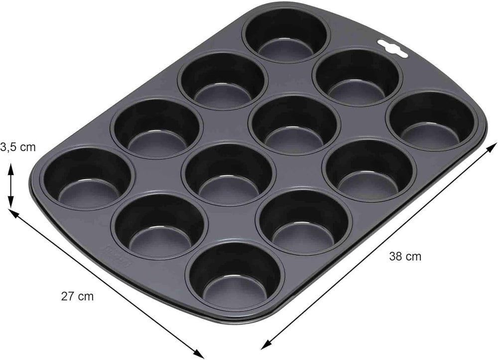 Original Kaiser Inspiration Muffinform-Set 2-Teilig, Muffinblech Mit Xmas Papierbackförmchen Für 12 Muffins, 38 X 27 Cm, Cupcake Form Antihaftbeschichte, Schwarz Formen und Backbleche Naty Shop