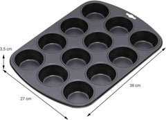 Original Kaiser Inspiration Muffinform-Set 2-Teilig, Muffinblech Mit Xmas Papierbackförmchen Für 12 Muffins, 38 X 27 Cm, Cupcake Form Antihaftbeschichte, Schwarz Formen und Backbleche Naty Shop