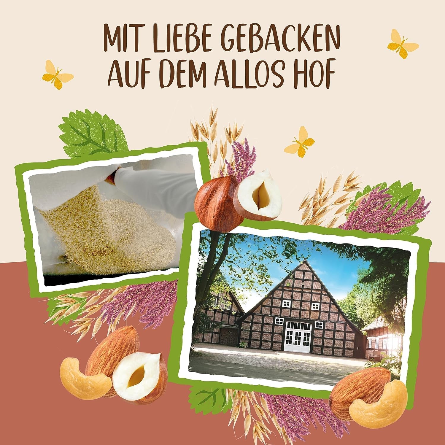 Premium-Knuspermüsli mit Walnüssen und Amaranth Allos | Bio-Müsli | Müsli mit Nüssen | Haferflocken | Müsli zum Frühstück | Vegan | 6er-Pack (6 x 400 g)
