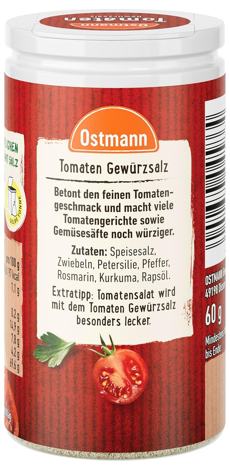 Ostmann Gewürze - Tomatengewürzsalz | Perfekt zum Würzen von Tomatensalat und Bruschetta 60 g in der Streudose