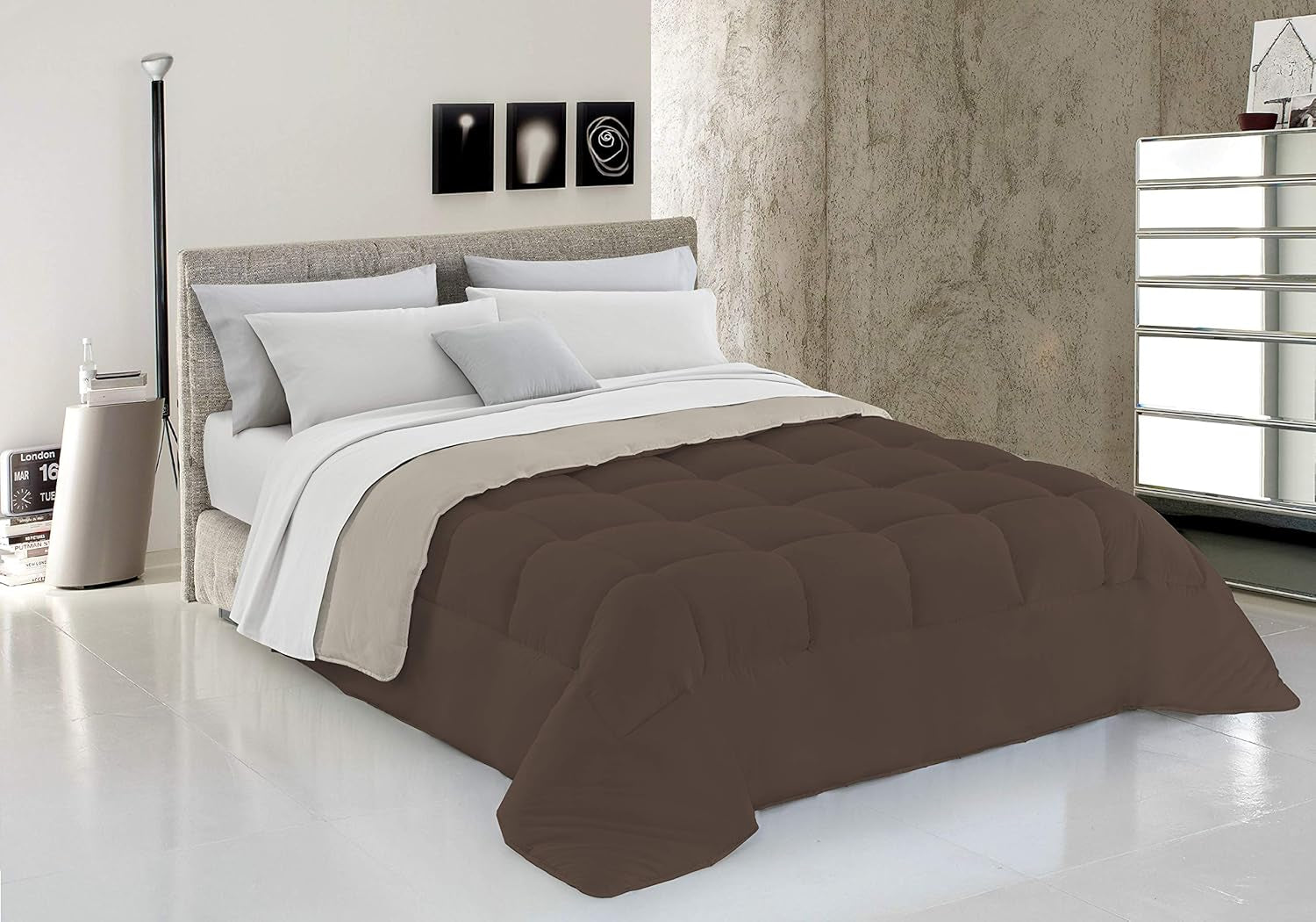 Italienische Bettwäsche, Winterdecke, Taupe/Creme, 250X200Cm Naty Shop Steppdecken und Steppdecken Braun/Creme 150X200Cm