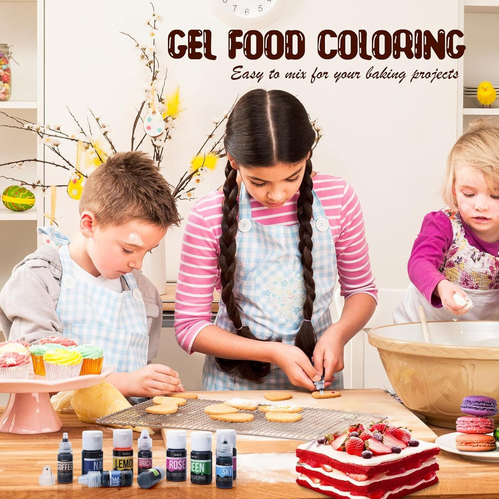 Colorant alimentar în gel - 22 de culori x 6G, colorant alimentar în gel foarte concentrat pentru prăjituri, copt, ouă de Paște, băuturi - Colorant alimentar fără zahăr pentru fondant, glazură, slime, decorarea torturilor
